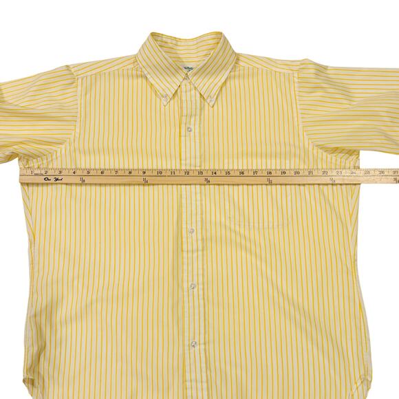 Vtg Brooks Brothers Dress Shirt Mens Sz 16 Yellow Striped Button Long Sleeve 80s - Picture 7 of 8